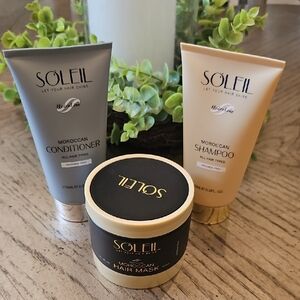 Soleil Moroccan Shampoo, Conditioner & Hair Mask - Gold & Black NWT